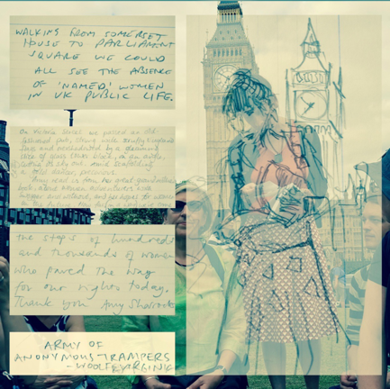 Composite of response cards from the Walking Library for Women Walking,
two walks from Somerset House, London (UK), 16-17 July 2016